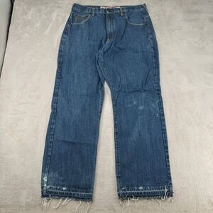 Vintage Y2K Stone Touch Jeans Mens 36x32 Preowned Blue Denim Raw Hem‎ Streetwear